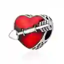 Charm Dije Plata 925 Corazon Rojo Flecha