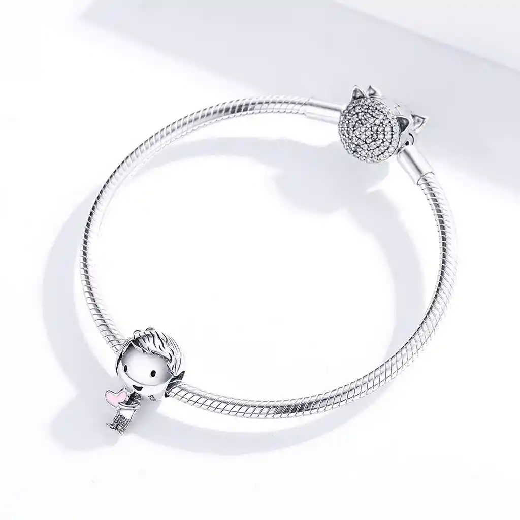 Charm Dije Plata 925 Niño Con Corazon