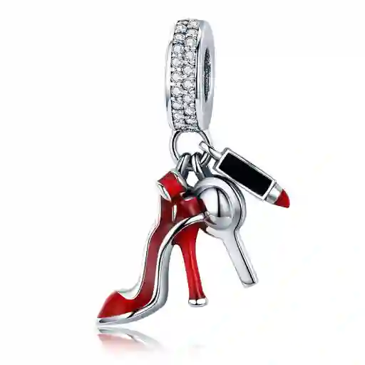 Charm Dije Plata 925 Zapato Taco Alto Rojo