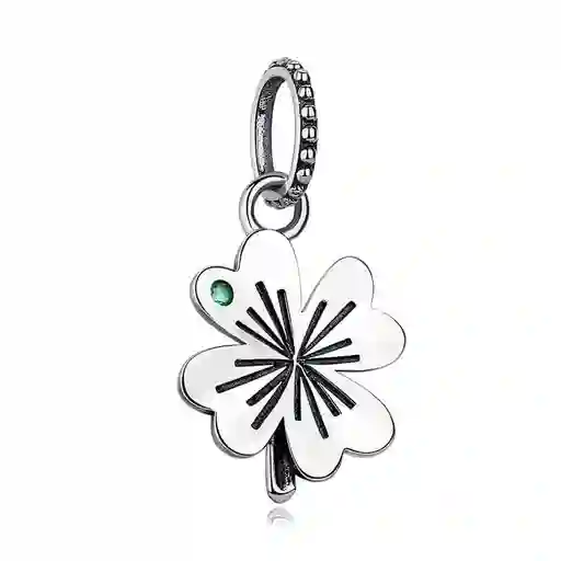 Charm Dije Plata 925 Trebol Plateado Circon