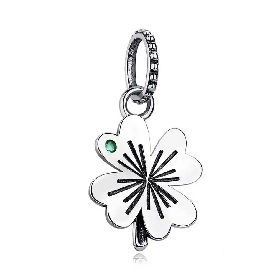 Charm Dije Plata 925 Trebol Plateado Circon