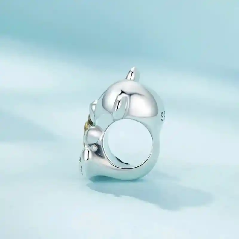 Charm Dije Plata 925 Osito Con Girasol