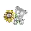 Charm Dije Plata 925 Osito Con Girasol