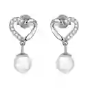 Aros Plata 925 Corazon Perla