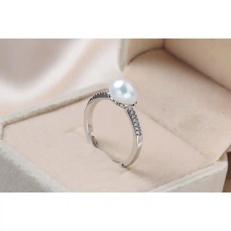 Anillo Plata 925 Perla Blanca