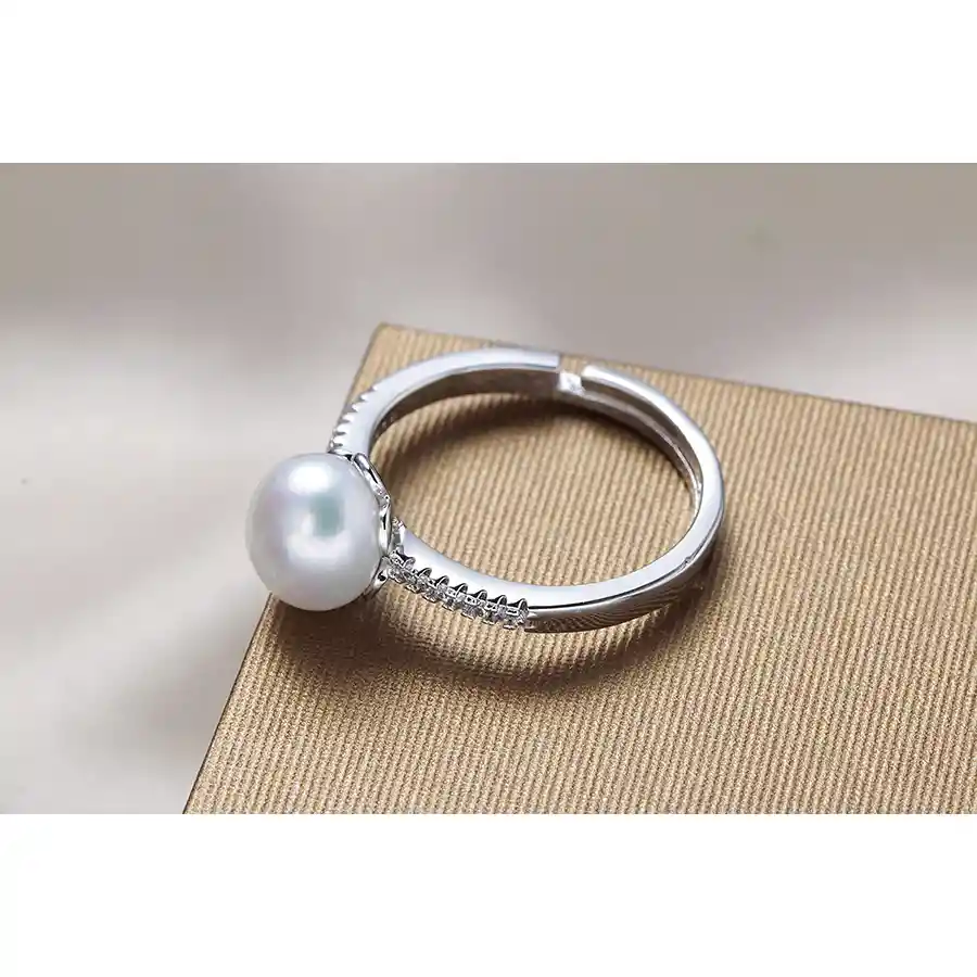 Anillo Plata 925 Perla Blanca