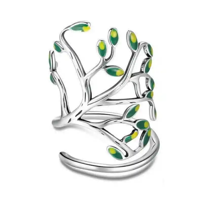 Anillo Plata 925 Arbol De La Vida Verde