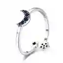 Anillo Plata 925 Luna Azul Y Estrellas