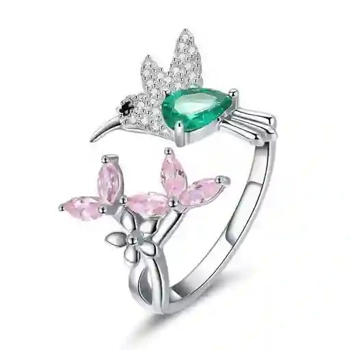 Anillo Plata 925 Colibri Picaflor Circones