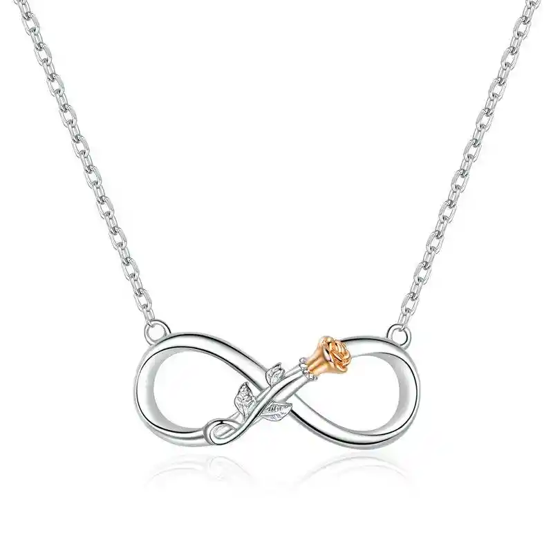 Collar Plata 925 Infinito Con Rosa
