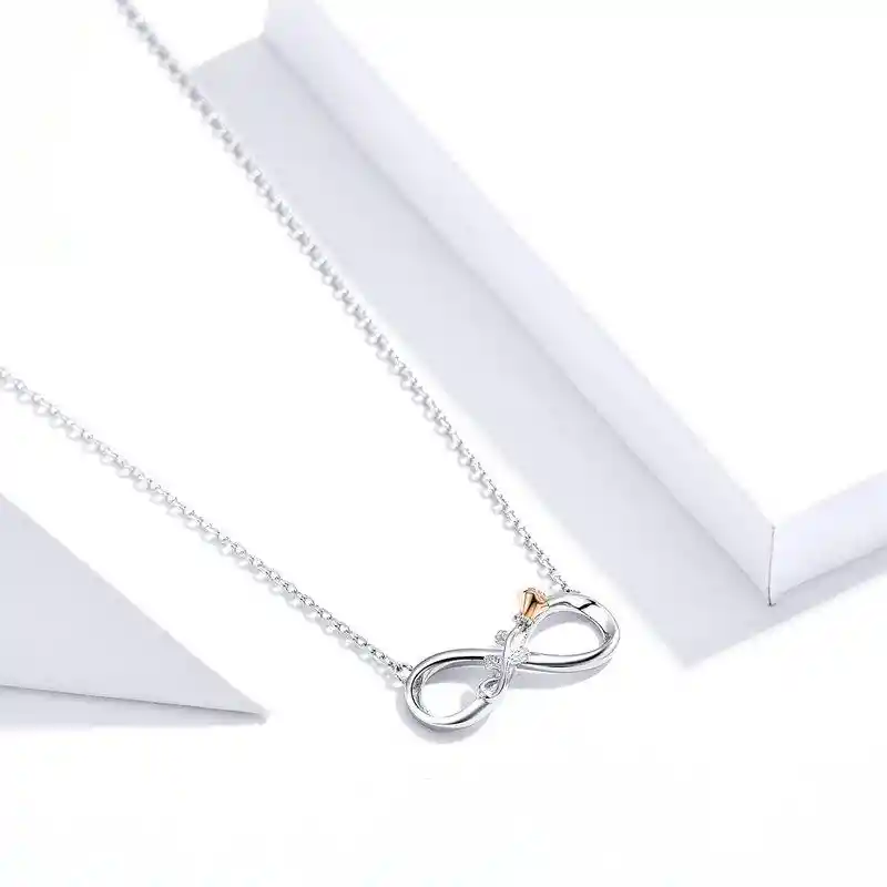 Collar Plata 925 Infinito Con Rosa