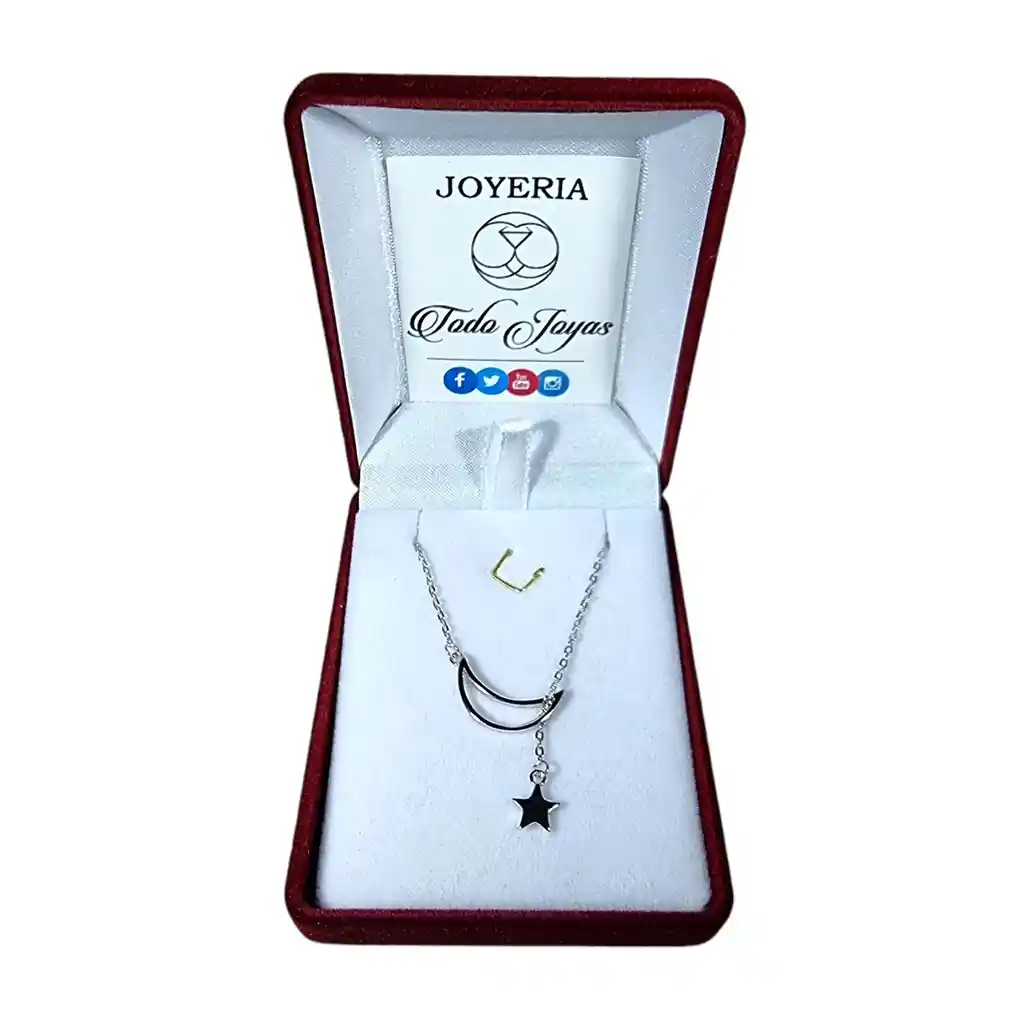 Collar Plata 925 Luna Y Estrella