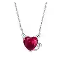 Collar Plata 925 Corazon Diablo Rojo