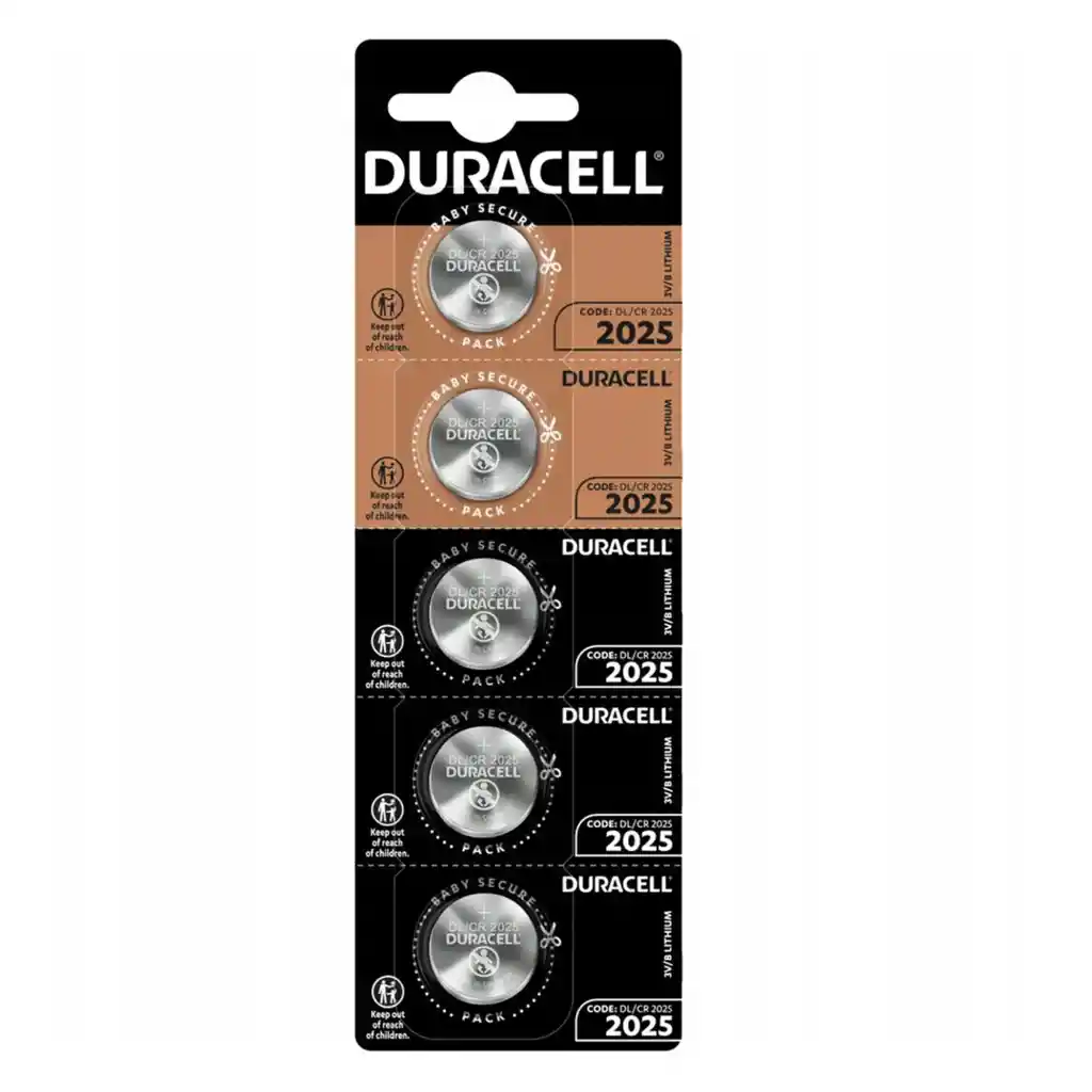 Pack 5 Pilas Cr 2025 Duracell Lithium Tira 5 Unidades