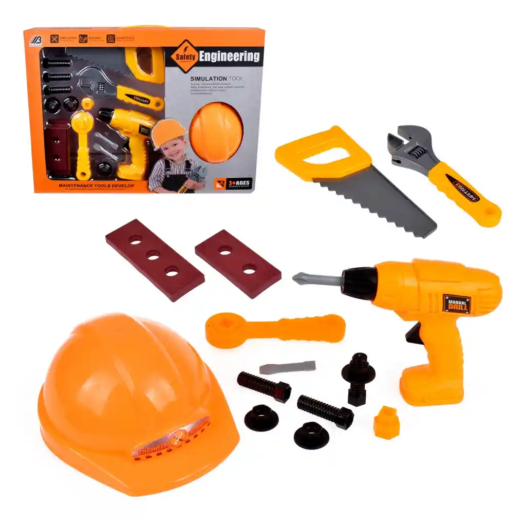 Set Herramientas De Construccion Con Taladro Y Casco