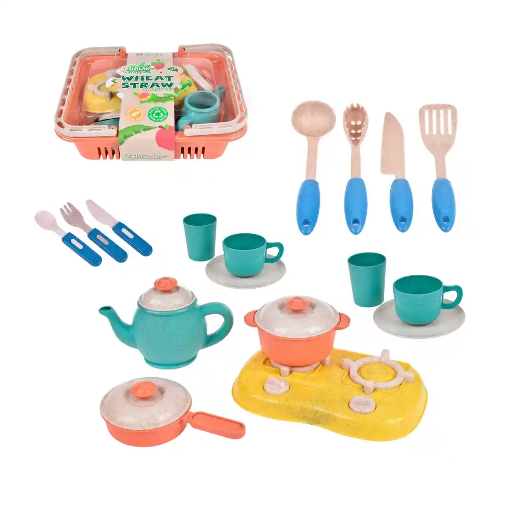 Set De Cocina Con Canasto Material Organico