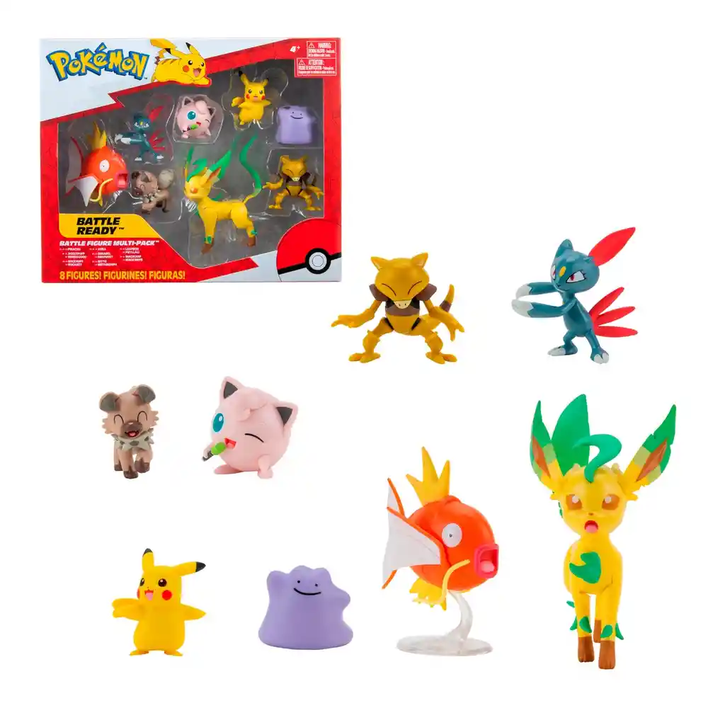 Pack 8 Figuras Pokemon - Female Pikachu Jigglypuff Rockruff Sneasel Abra Ditto Leafeon Magikarp