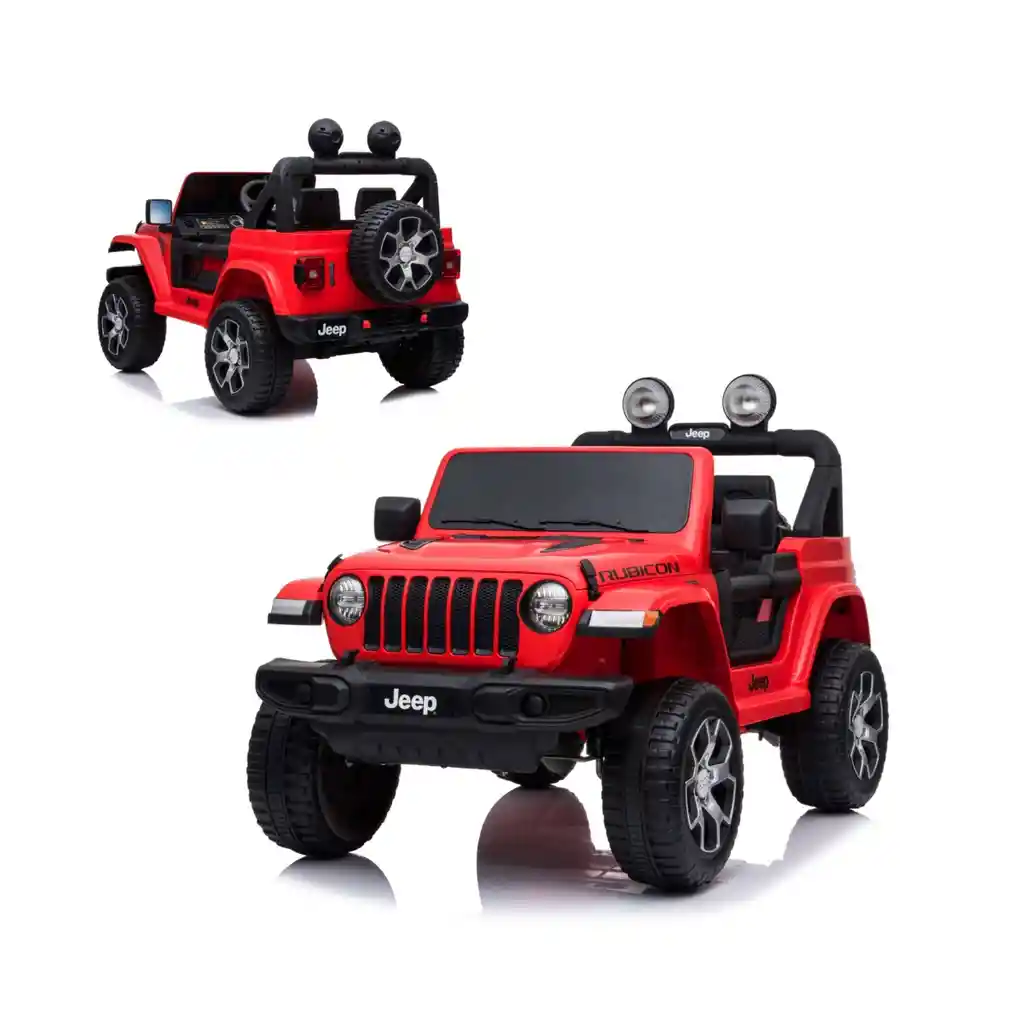 Jeep A Bateria Wrangler Rubicon Rojo De 12v De 2 Motores Con Control Remoto