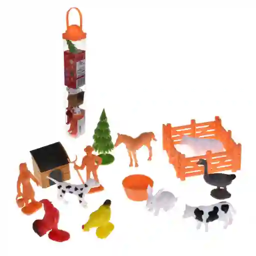 Set Animales De La Granja En Tubo