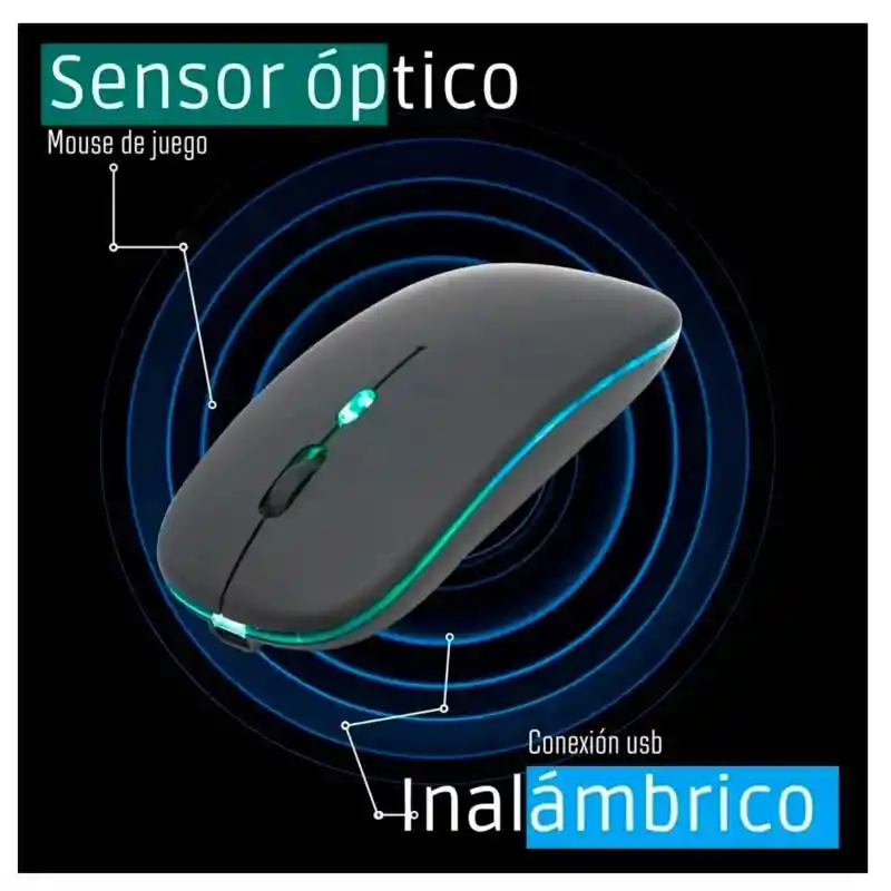 Mouse Gamer Inalambrico Recargable Led Rgb Reptilex Avanzado 2.4ghz