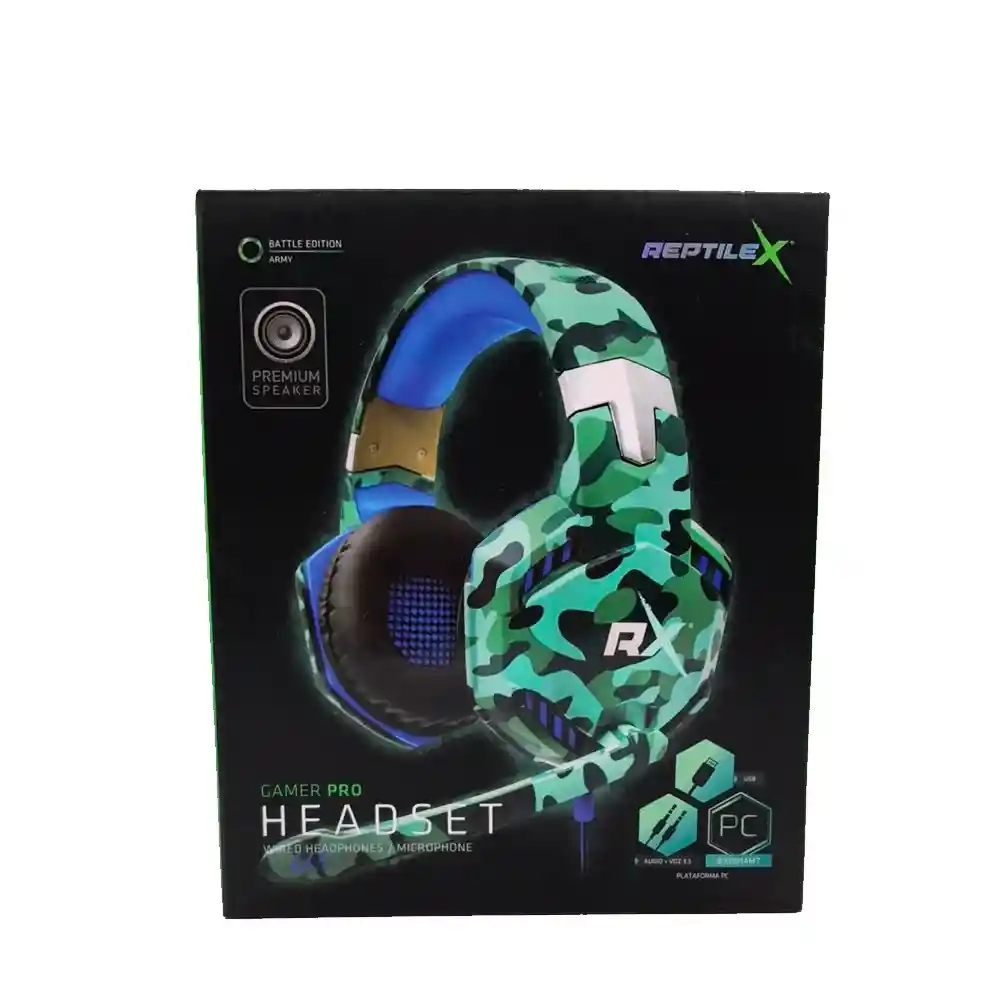 Audifono Gamer Camouflage Para Pc Reptilex Pro