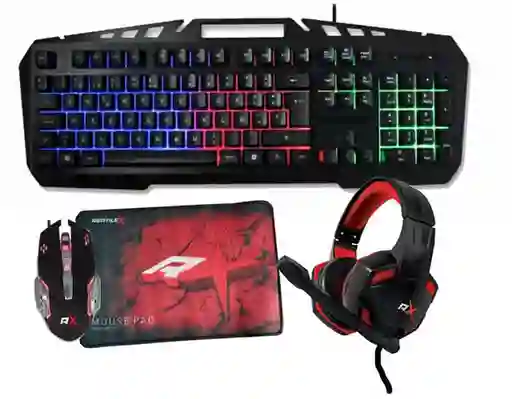 Kit Gamer 4 En 1 Mouse Teclado Pad Audífonos Reptilex