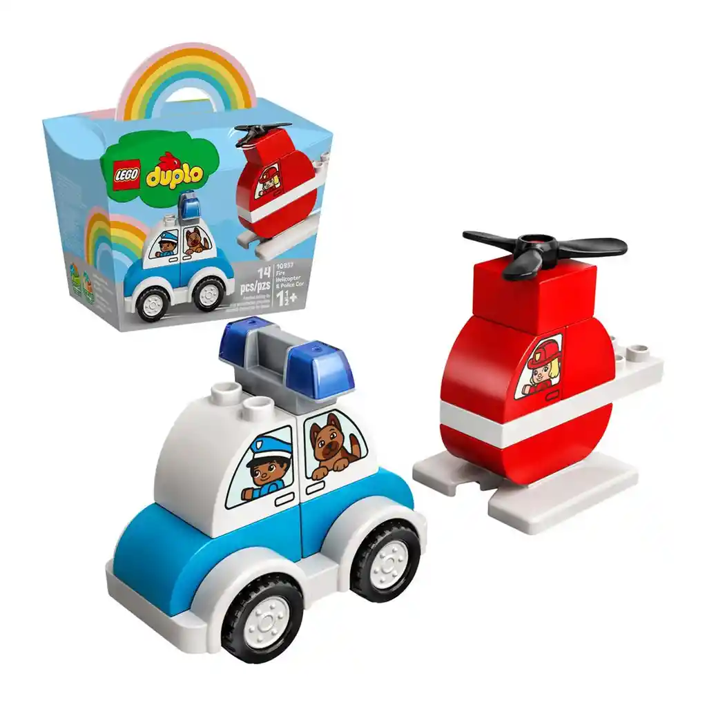 Helicóptero De Bomberos Y Auto De Policía Lego Duplo