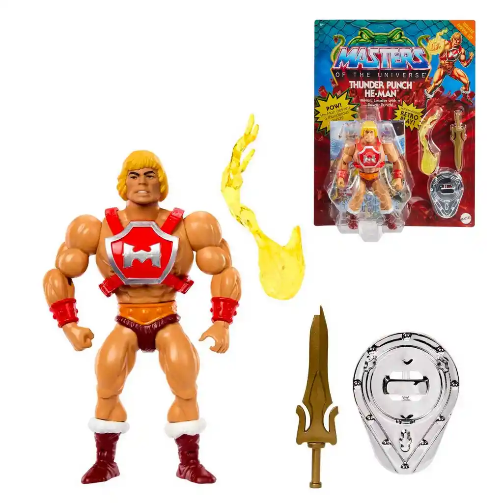 Masters Of The Universe Deluxe He-man Punch Fulminante 14cm Con Accesorios