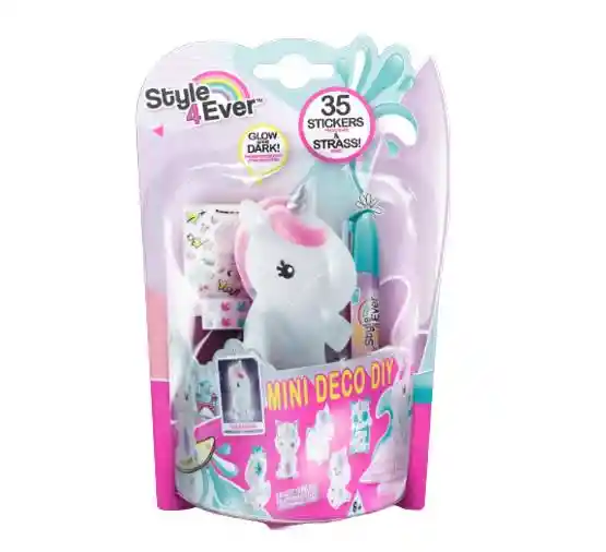 Style 4ever Mini Deco Diy Unicornio Pelo Rosado ¡glow In The Dark! Fosforescente