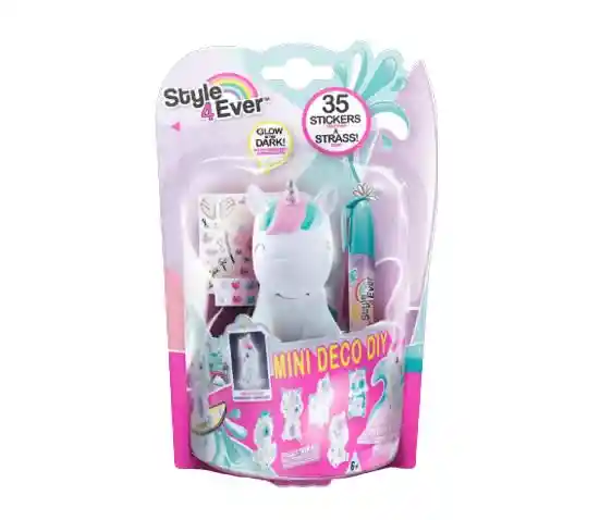 Style 4ever Mini Deco Diy Unicornio Pelo Rosado/verde ¡glow In The Dark! Fosforescente