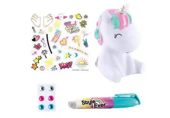 Style 4ever Mini Deco Diy Unicornio Pelo Rosado/verde ¡glow In The Dark! Fosforescente