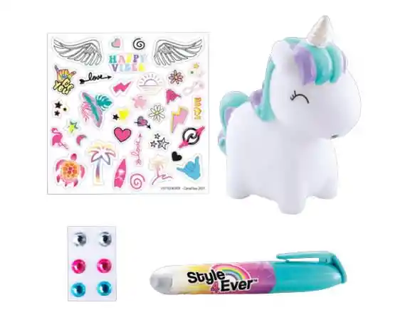 Style 4ever Mini Deco Diy Unicornio Pelo Verde/lila ¡glow In The Dark! Fosforescente