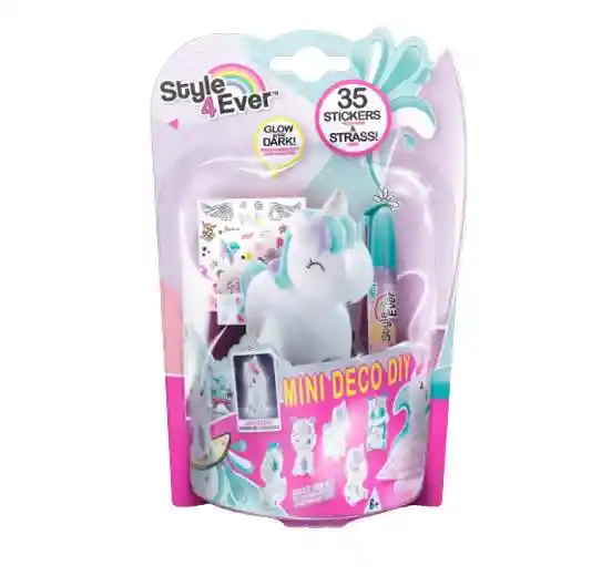 Style 4ever Mini Deco Diy Unicornio Pelo Verde/lila ¡glow In The Dark! Fosforescente