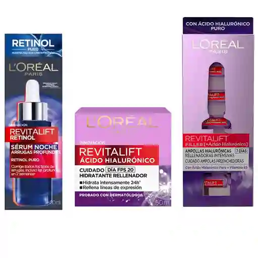 Pack Revitalift Crema Día + Ampollas + Serum Retinol L'oréal