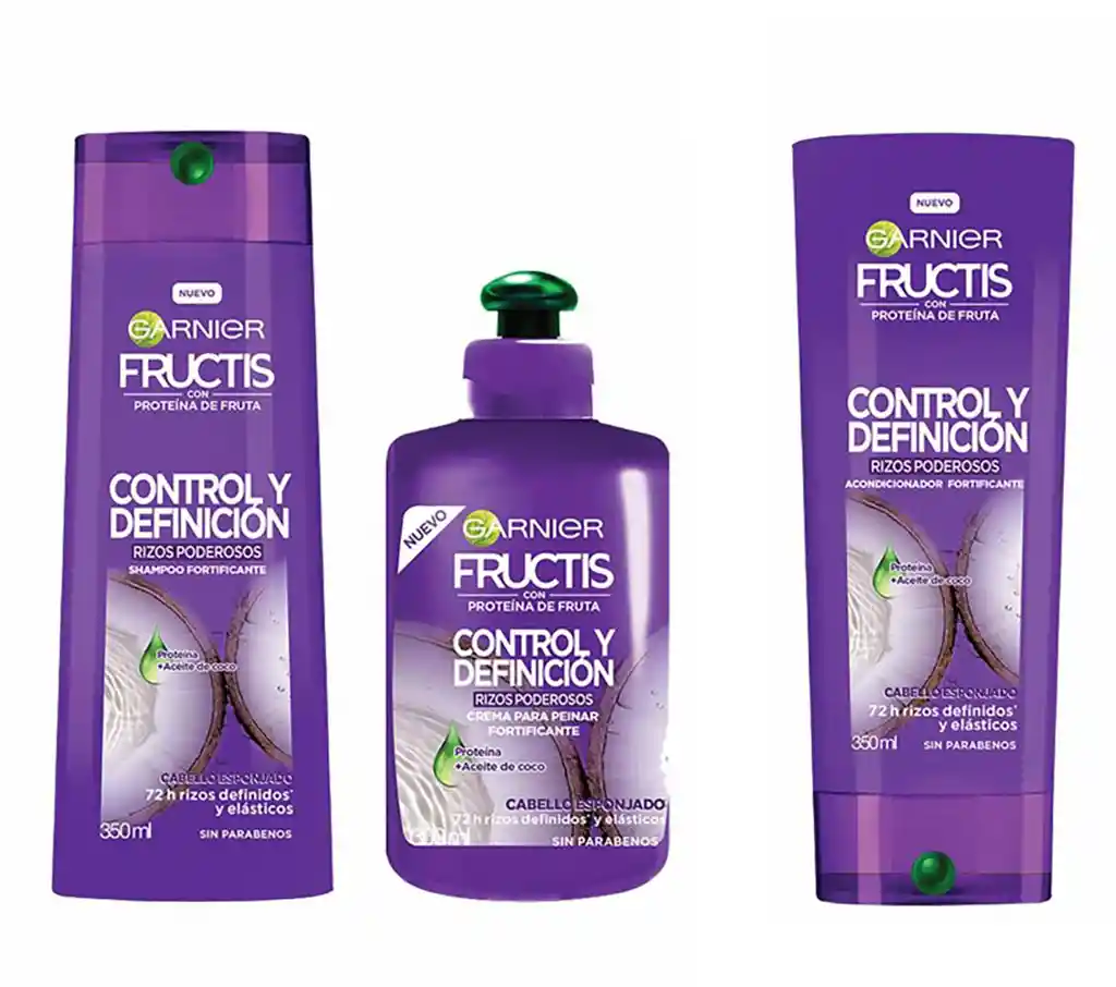 Rutina Rizos Shampoo + Acondicionador + Crema Peinar Fructis