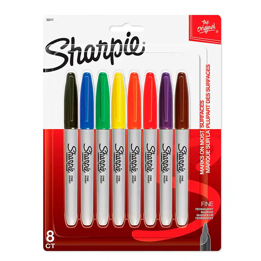 8 Plumones Marcador Permanente Sharpie Colores Basico