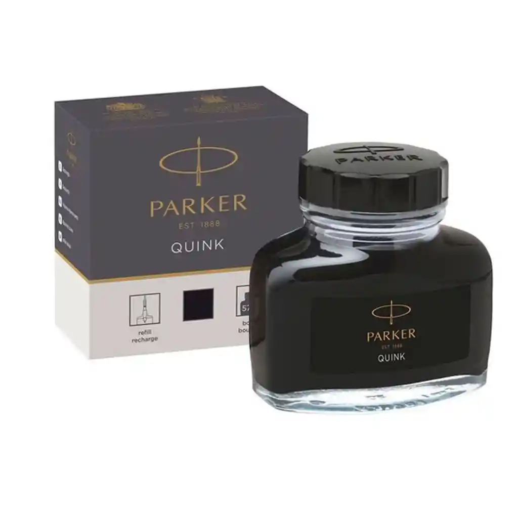 Tinta Para Pluma Quink Botella Tintero Negro 57ml Parker