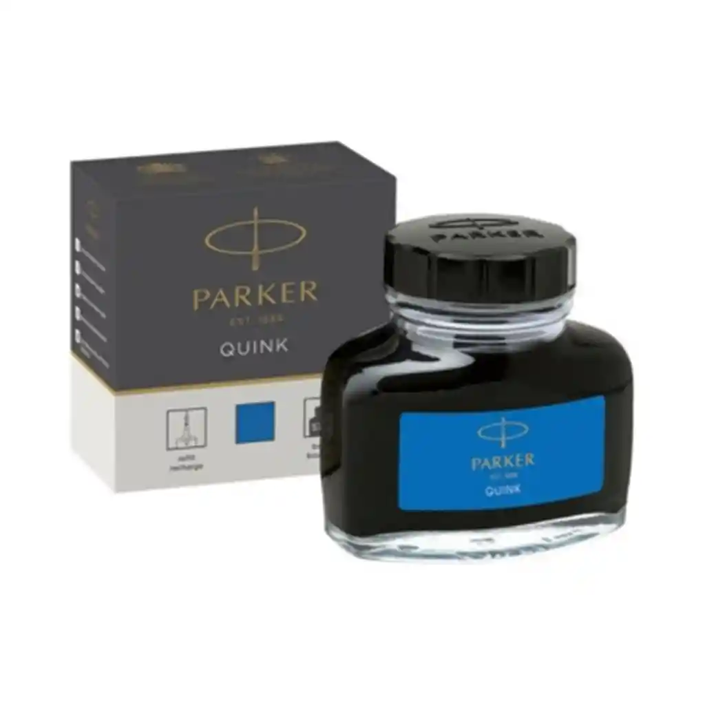 Tinta Para Pluma Quink Botella Tintero Azul 57ml Parker