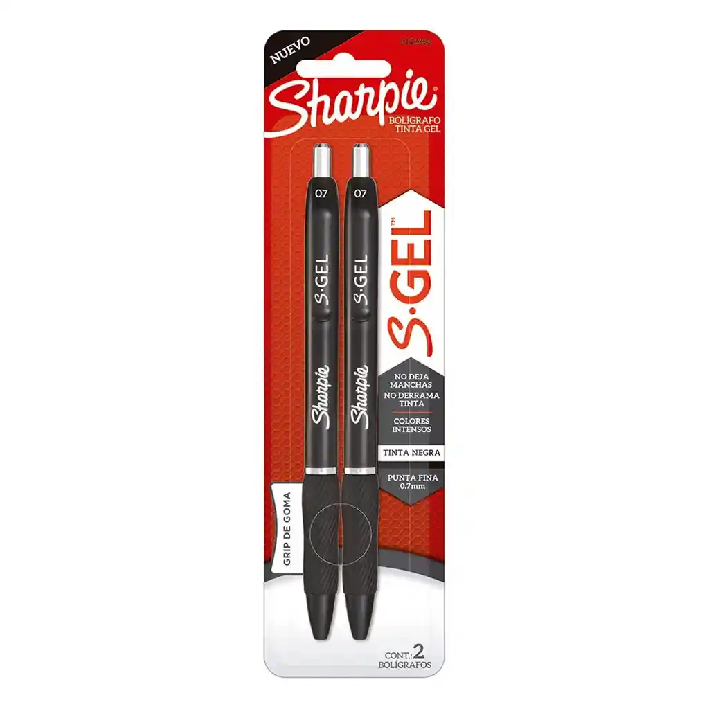 2 Lapices Sharpie Gel Color Negro Punta 0.7mm Lapiz