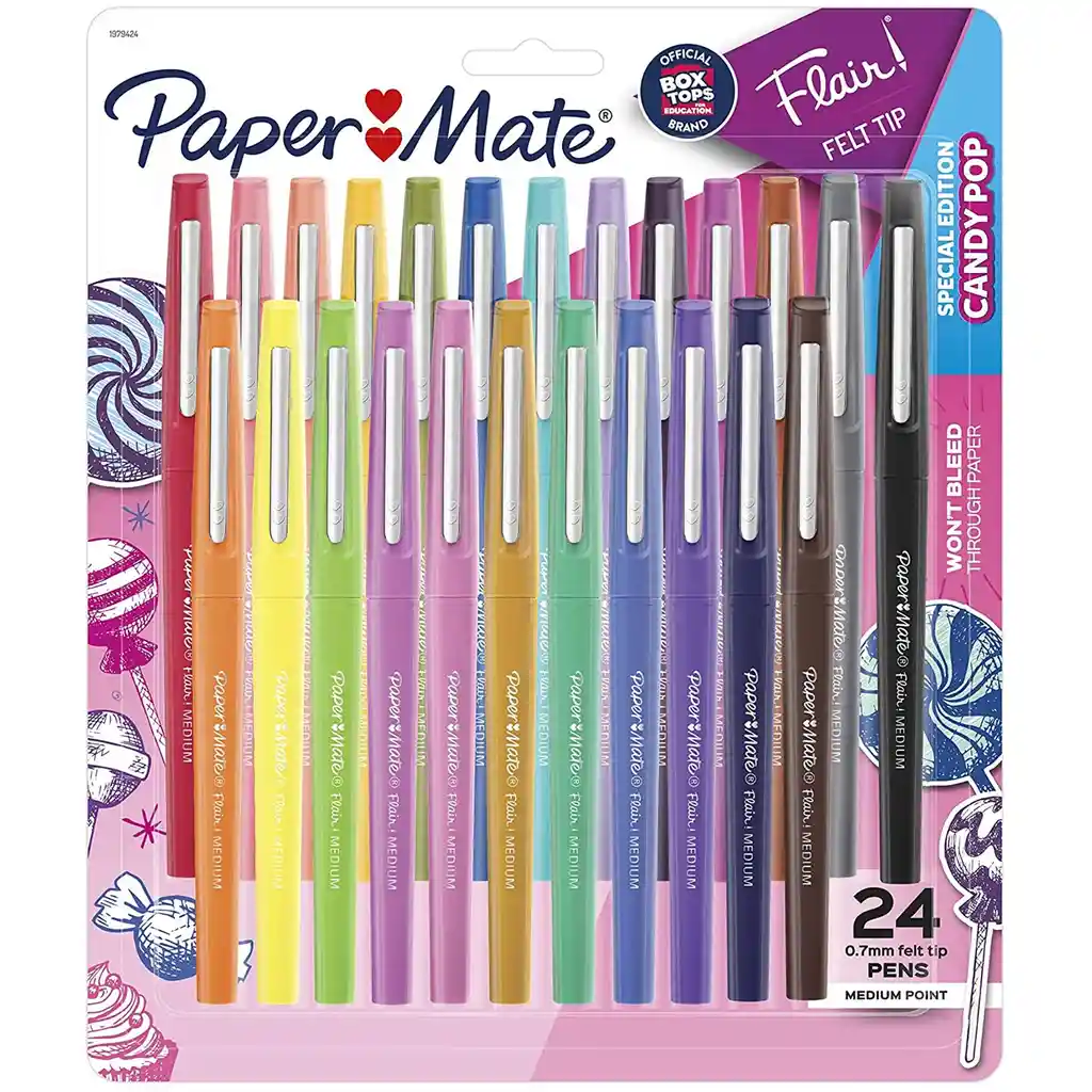 24 Lapices Paper Mate Flair Candy Pop Bolígrafos Punta 0.7