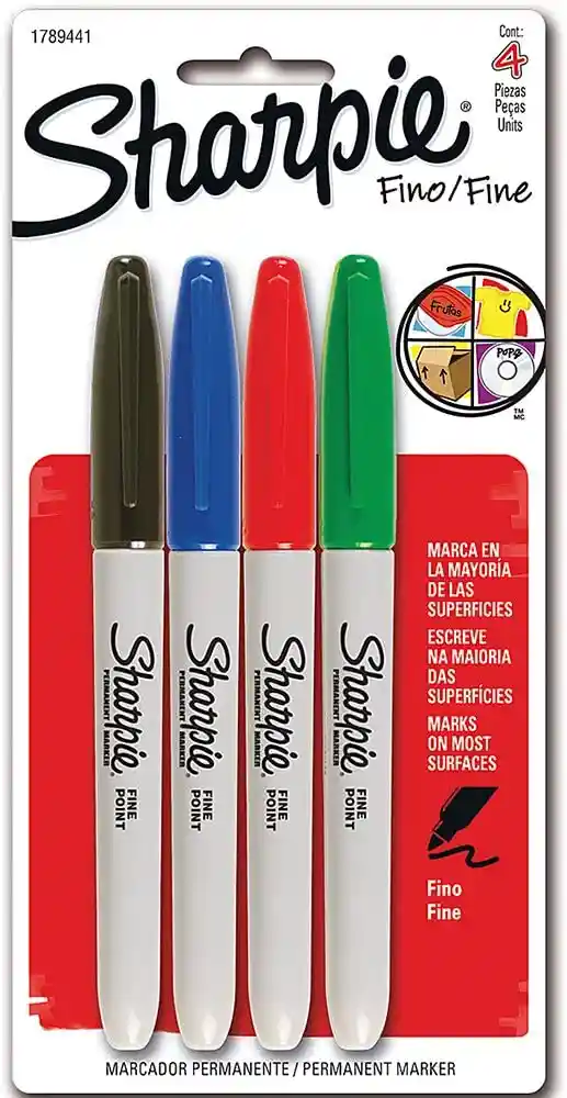 4 Plumones Marcador Permanente Sharpie Colores Surtidos