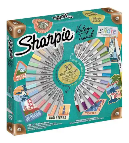 30 Marcadores Ruleta Sharpie Colores Vintage Travel Pintar