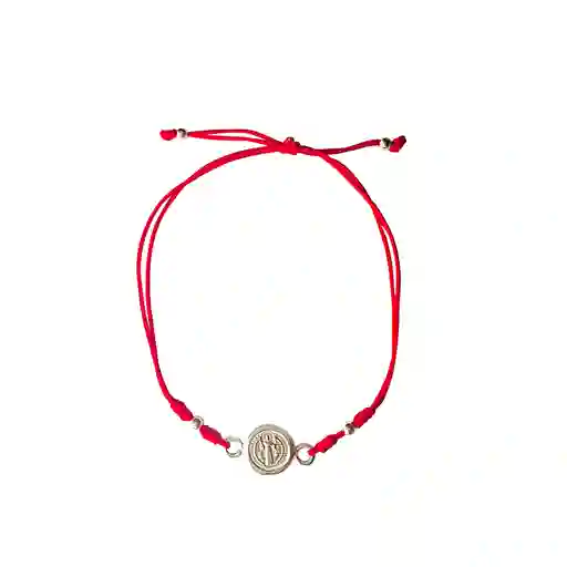 Pulsera San Benito Plata Fina 925 Cordón Rojo Adaptable