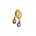 Aros Argollas Gota Circón Morado Enchapado Oro 18k