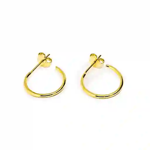 Aros Argollas Tubo Fino 15mm Enchapado Oro 18k