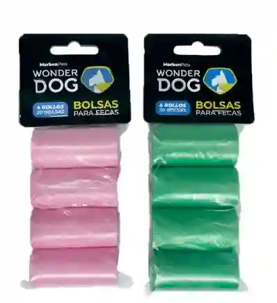 Wonder Dog - Bolsas Para Feca Rosa O Verde 4 Unidades * 20 C/u (80 Bolsas)