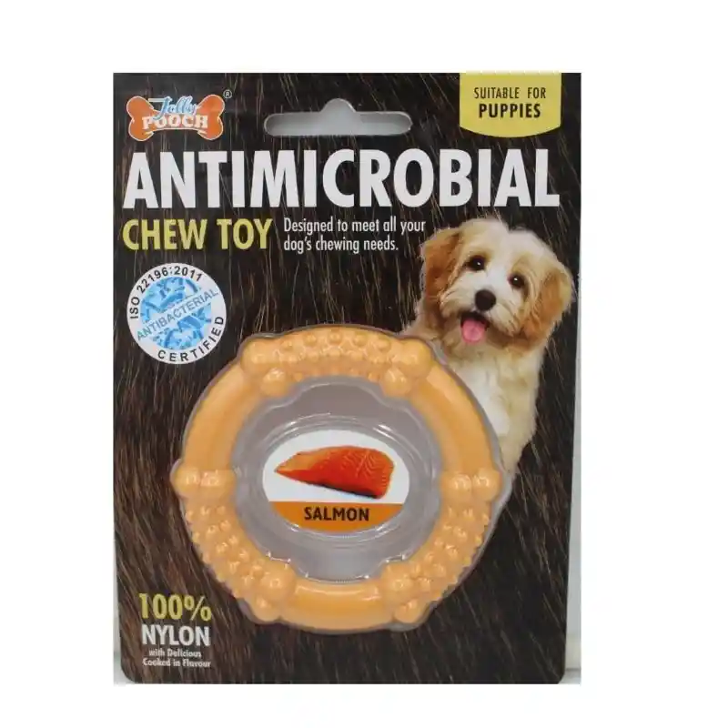 Juguete Antimicrobial Nylon Circulo Sabor Salmon (limpieza De Dientes) Puppy