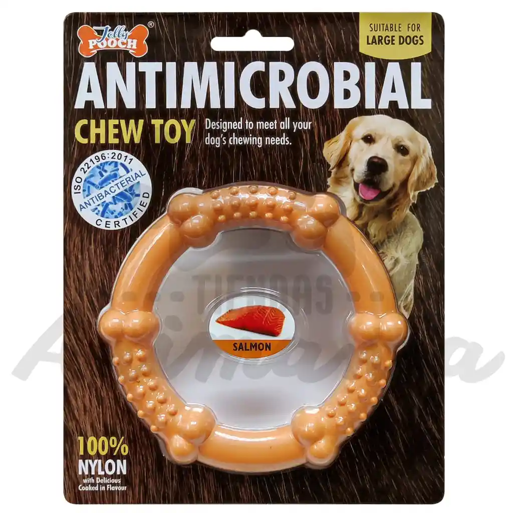 Juguete Antimicrobial Nylon Circulo Sabor Salmon (limpieza De Dientes) Perros Grandes