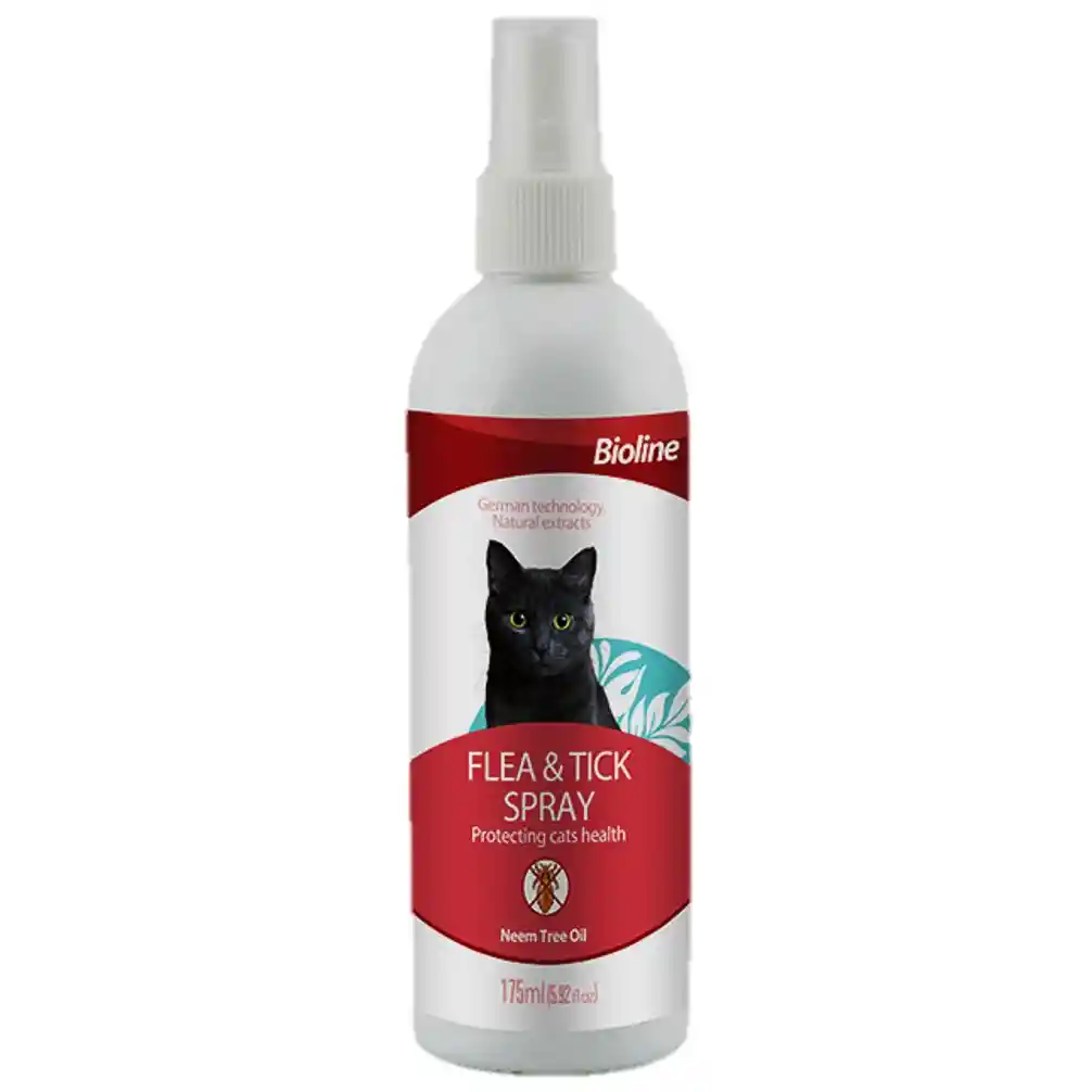 Bioline - Spray Contra Pulgas Y Garrapatas Gatos 175 Ml