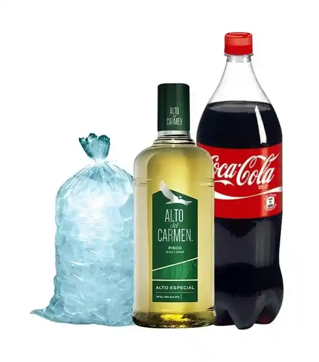 Promo Alto Del Carmen 750cc + Bebida 1,5l + Hielo 1kg